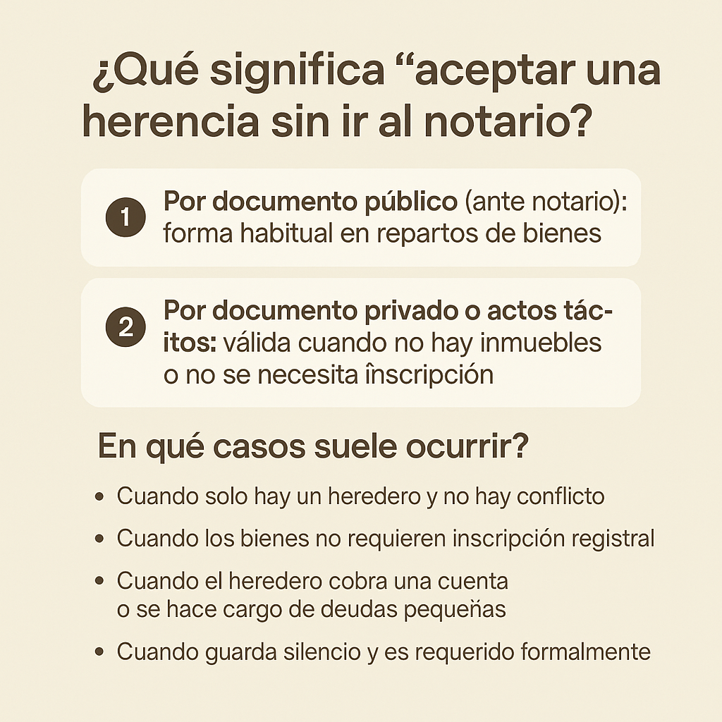 Se puede aceptar una herencia sin ir al notario